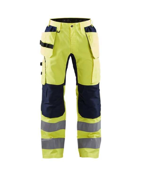 Highvis riipputaskuhousut stretch